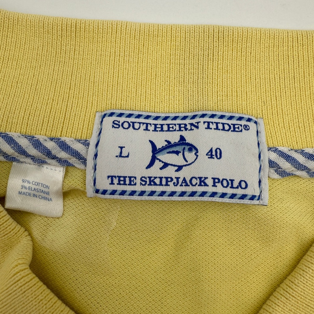 Southern Tide Skipjack Polo Shirt Short Sleeve Yellow Cotton Casual‎ Mens L 40 - Picture 2 of 9